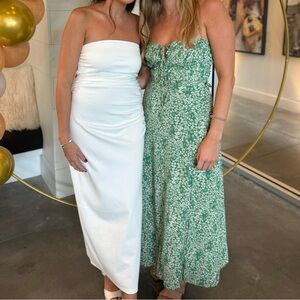 Astr Green Floral Backless Dress